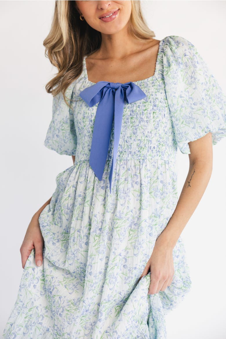 Jane Bow Midi Dress, Alternate, color, Blue