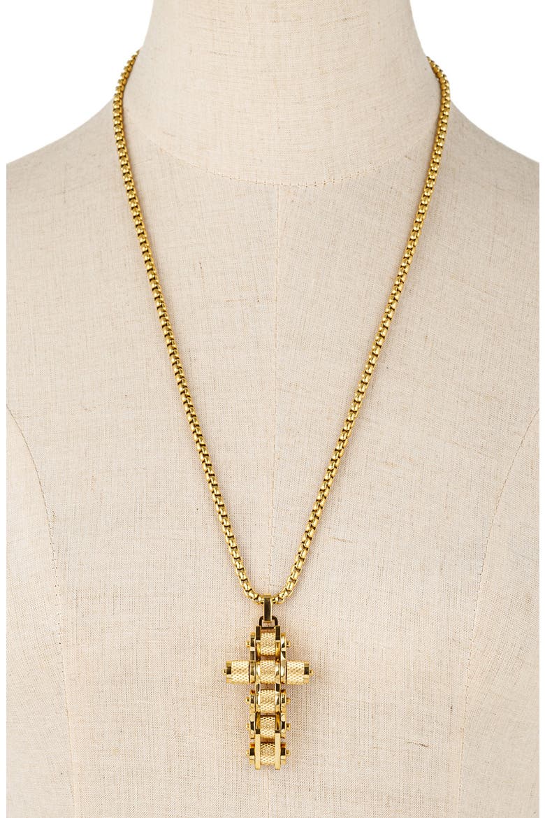 Men's Edwin Cross Pendant Necklace, Alternate, color, GOLD