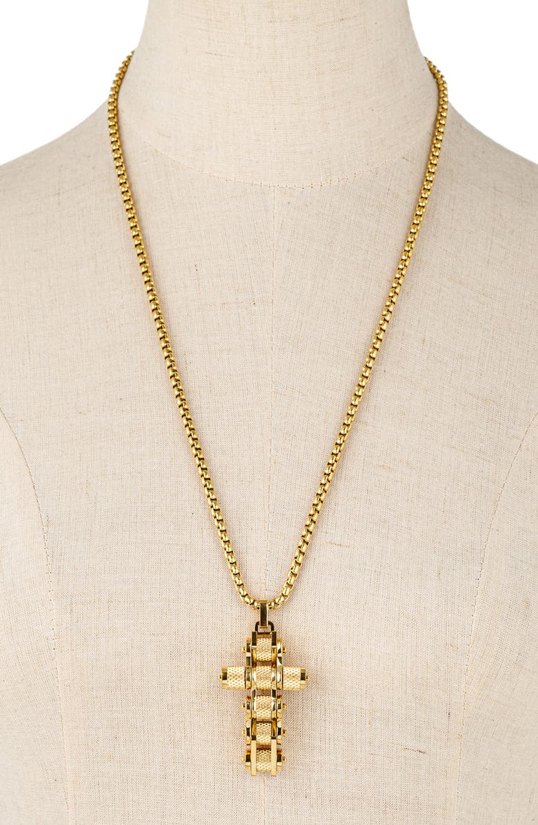 EYE CANDY LOS ANGELES Men's Edwin Cross Pendant Necklace, Alternate, color, Gold