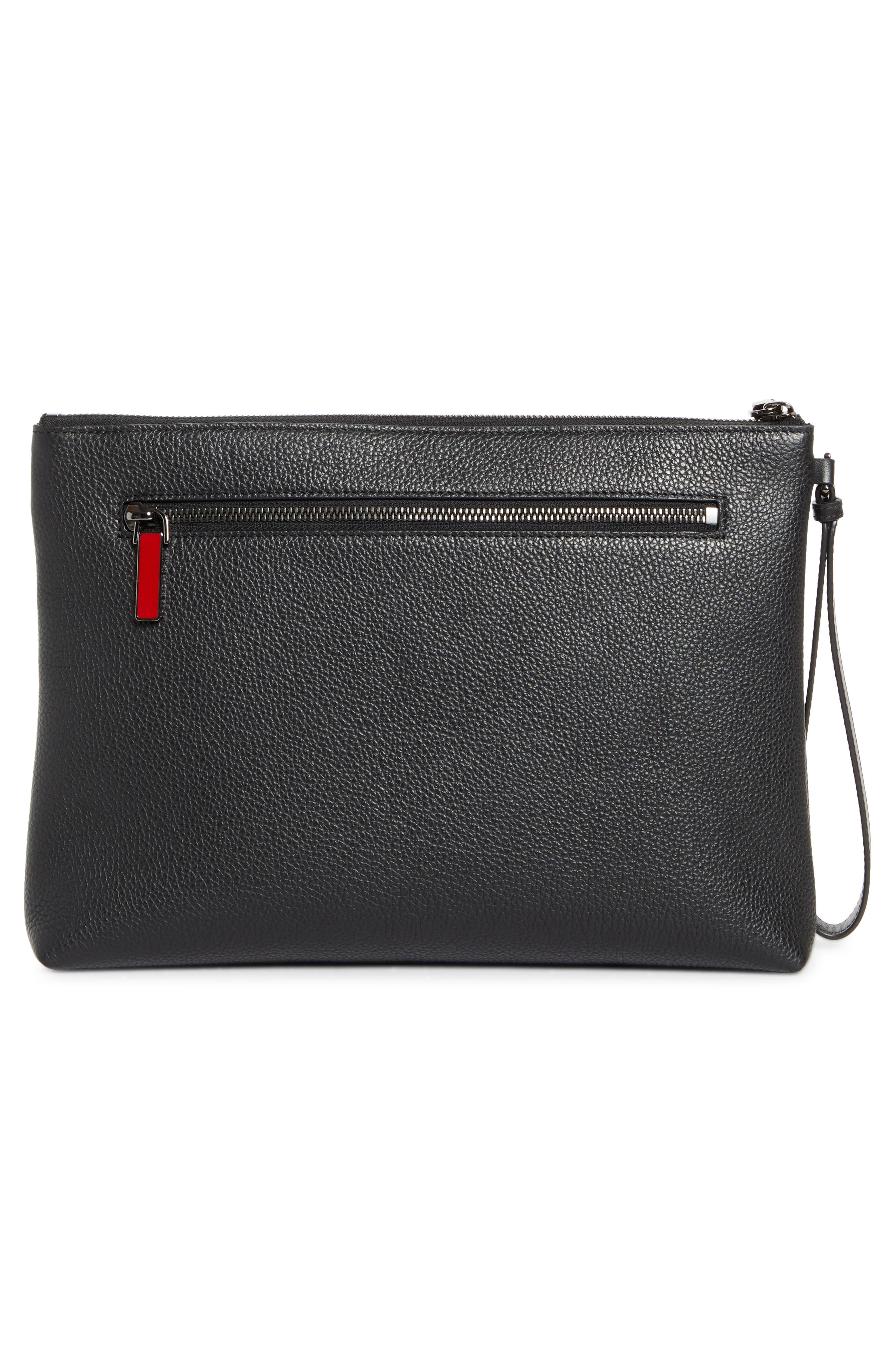 Funky Crosta Spikes Suede Wristlet Pouch, Alternate, color, BLACK/ GUN METAL