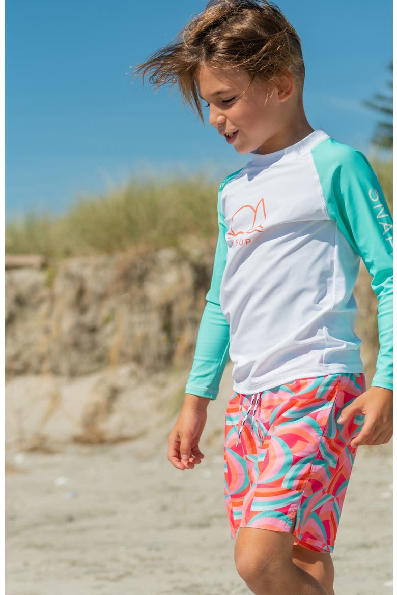 Kids' Geo Surf Graphic Rashguard, Alternate, color, WHITE