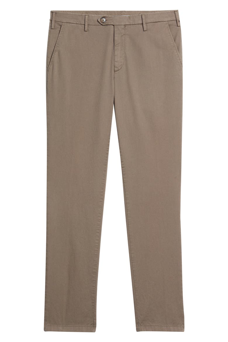 Flat Front Stretch Cotton Blend Gabardine Chinos, Alternate, color, BROWN