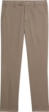 Canali Flat Front Stretch Cotton Blend Gabardine Chinos
