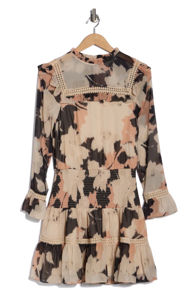 Valeria Long Sleeve Minidress, Alternate, color, BLURRED FLORALS