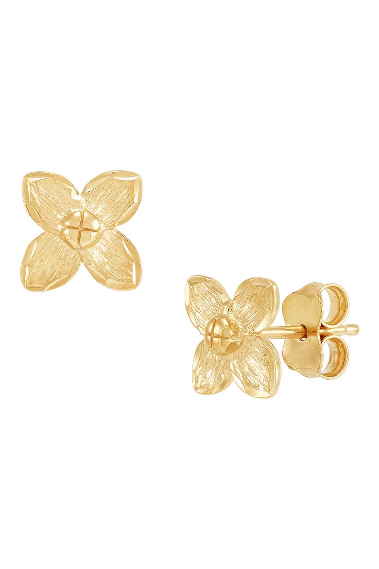 14K Gold Flower Stud Earrings, Main, color, YELLOW GOLD