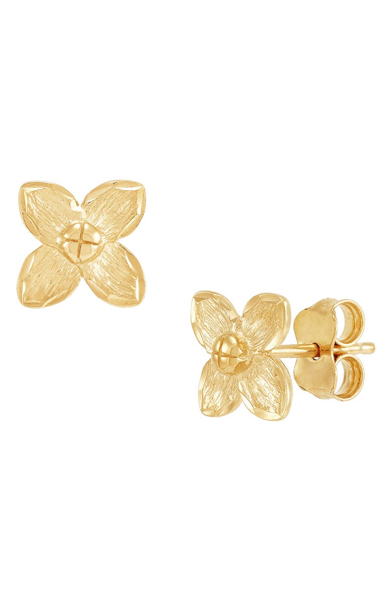 Frankie & Zoe 14K Gold Flower Stud Earrings, Main, color, Yellow Gold