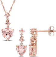 Julianna B. 2-Piece Set Morganite Heart Earrings & Necklace