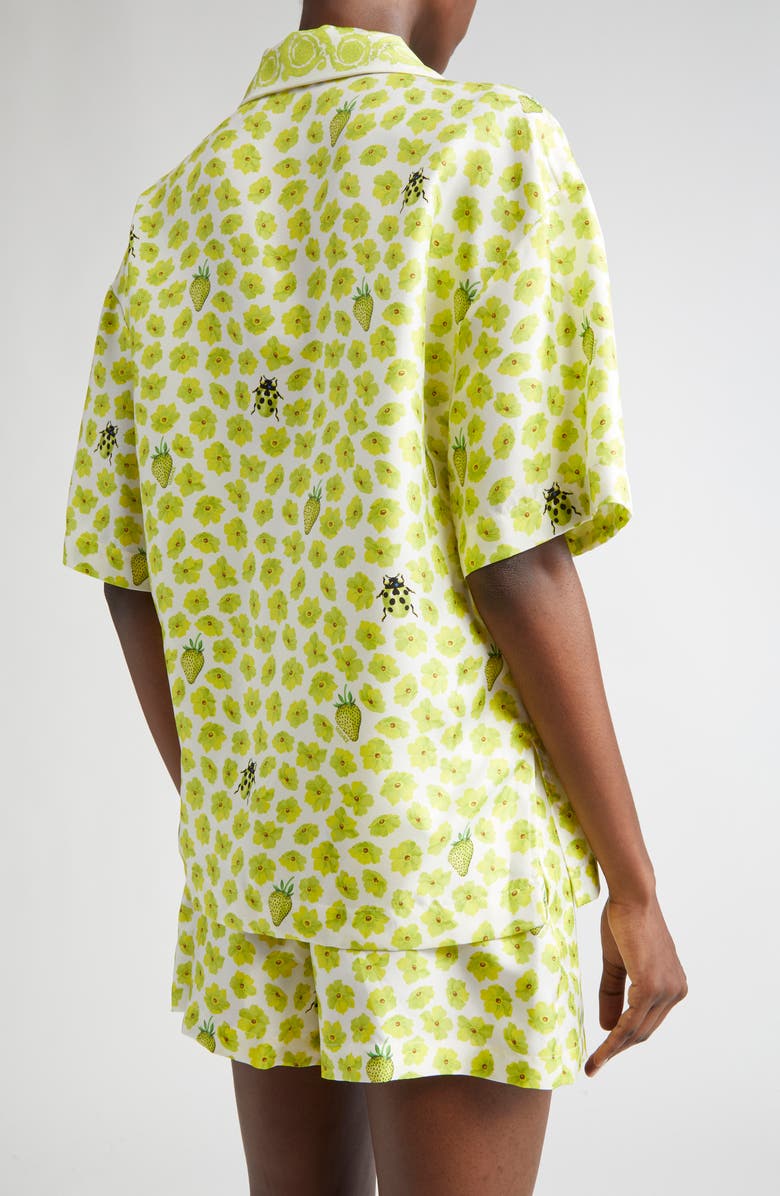 Versace Strawberry Garden Print Camp Shirt, Alternate, color,