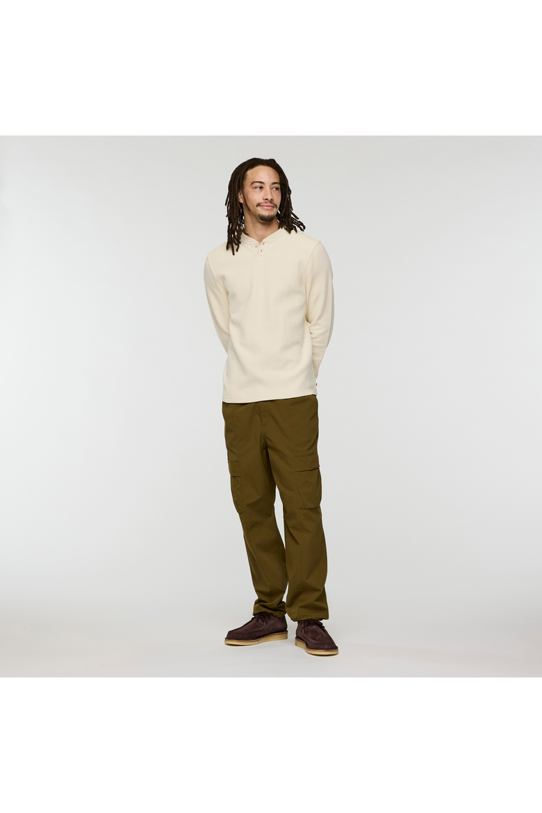 Atajo Long-Sleeve Waffle Henley - Men's, Alternate, color, Cream