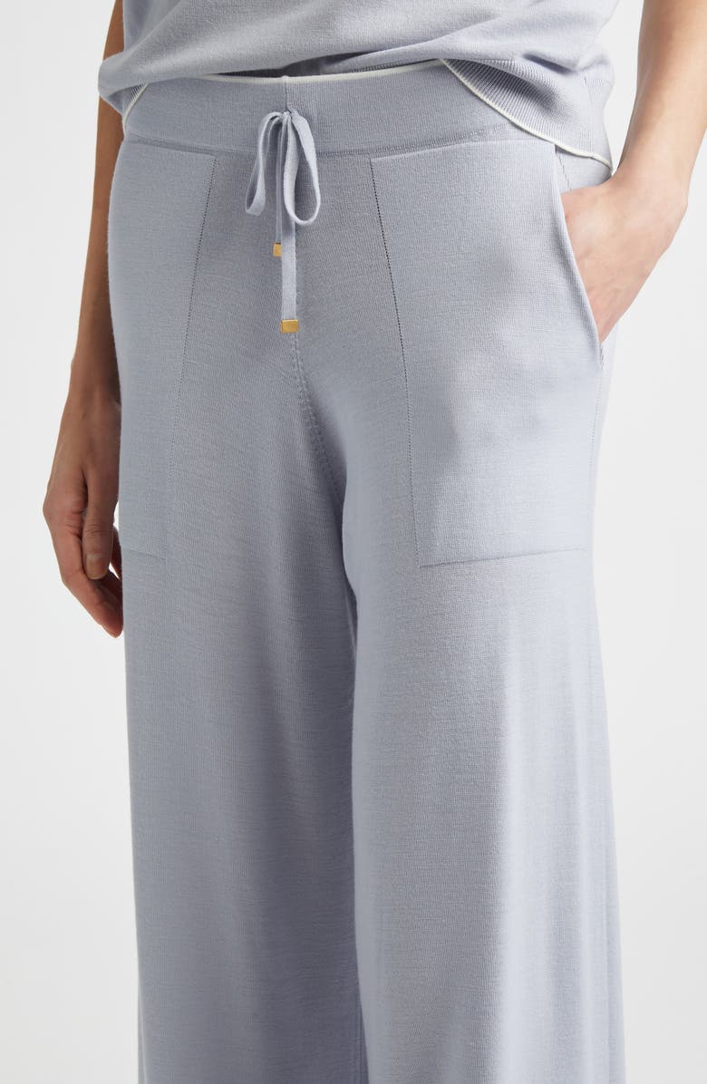 Eleventy Avalon Travel Merino Wool Drawstring Pants, Alternate, color, Sky Blue/White