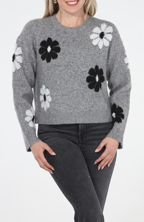 Floral Appliqué Sweater