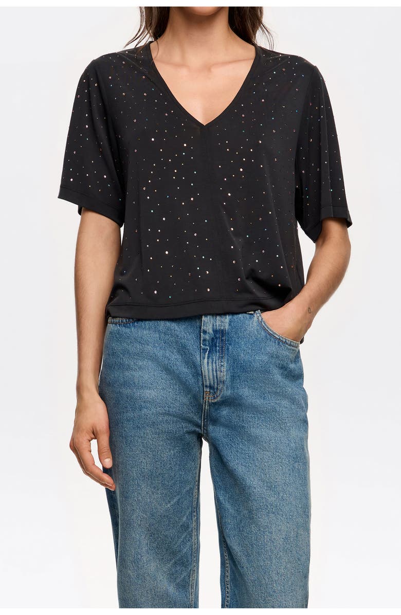 Bimba y Lola Boxy Stones T-Shirt, Main, color, Washed Black
