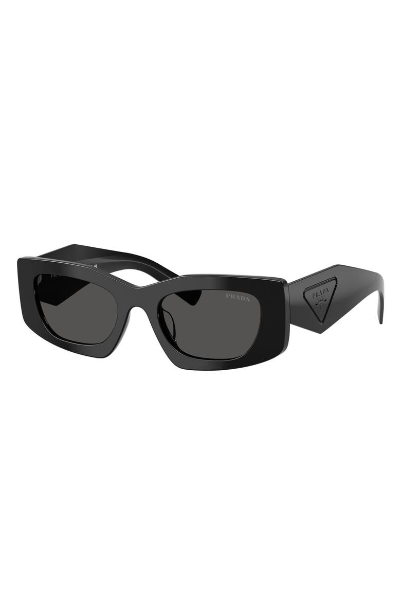 Prada 51mm Rectangular Sunglasses, Alternate, color, Black / Dark Grey