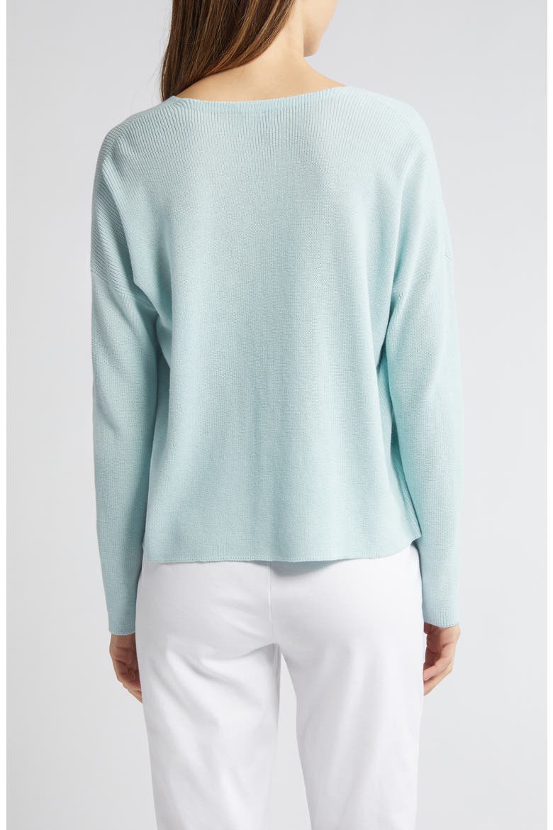 V-Neck Organic Cotton Pullover Sweater, Alternate, color, CLEAR WATER