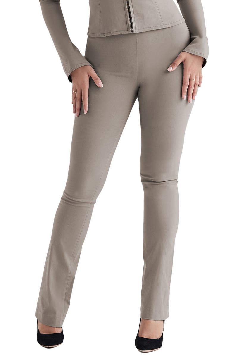 HOUSE OF CB Laurel High Waist Stretch Trousers, Main, color, Grey