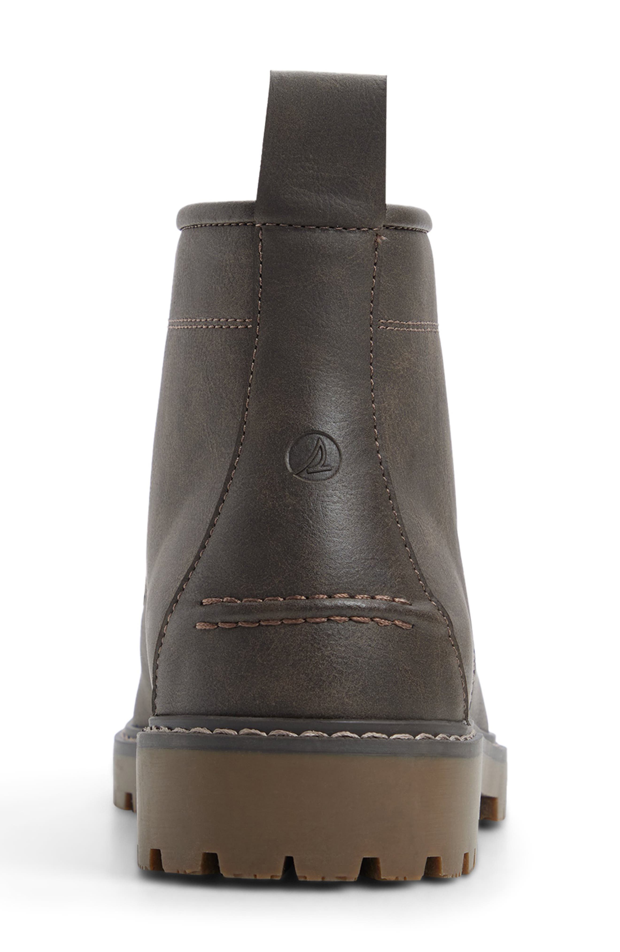 Heritage Lug Faux Leather Moc Toe Boot, Alternate, color, DEMITASSE SYNTHETIC SMOOTH