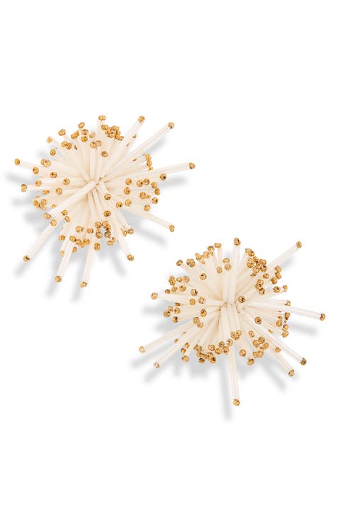Firework Bugle Bead Stud Earrings