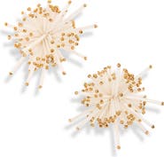Oscar de la Renta Firework Bugle Bead Stud Earrings
