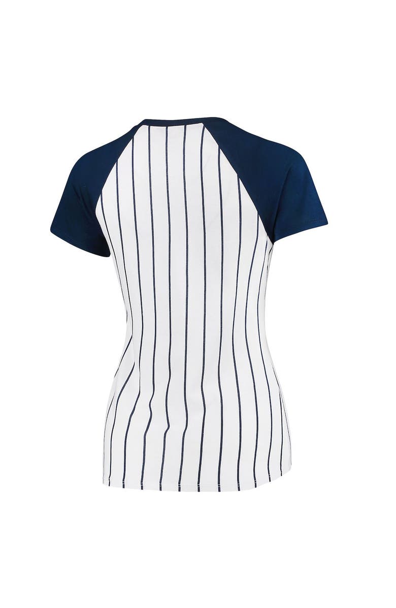 CONCEPTS SPORT Women's Concepts Sport White/Navy Boston Red Sox Vigor Pinstripe Raglan V-Neck T-Shirt, Alternate, color, 