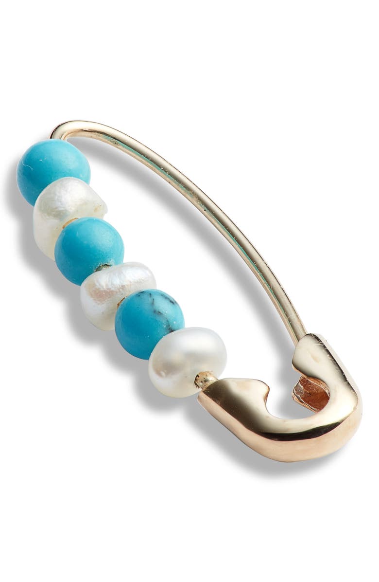 Loren Stewart Friendship Safety Pin Earring, Alternate, color, Gold/ Turquoise