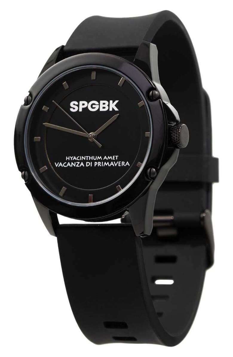 SPGBK Watches Bordeaux Silicone Band Watch, 44mm, Main, color, Black