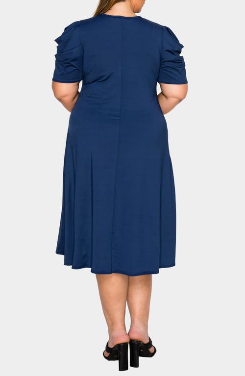 L I V D Aleyna Puff Sleeve A-line Dress In Blue