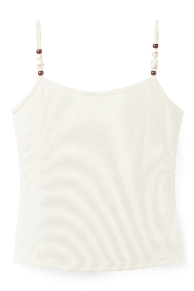 Beaded Strap Ribbed Tank, Alternate, color, ECRU