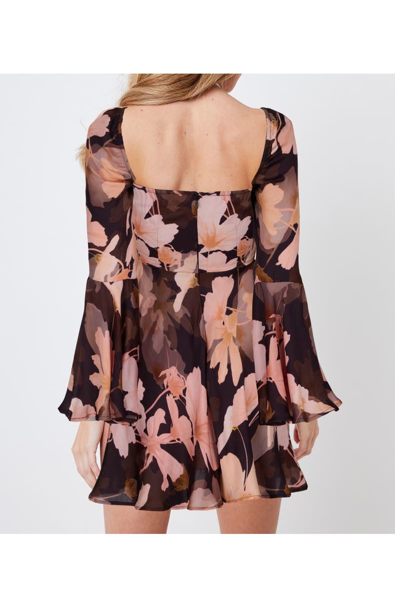 CREEA the Label Floral Square Neck Bell Sleeve Mini Dress, Alternate, color, 