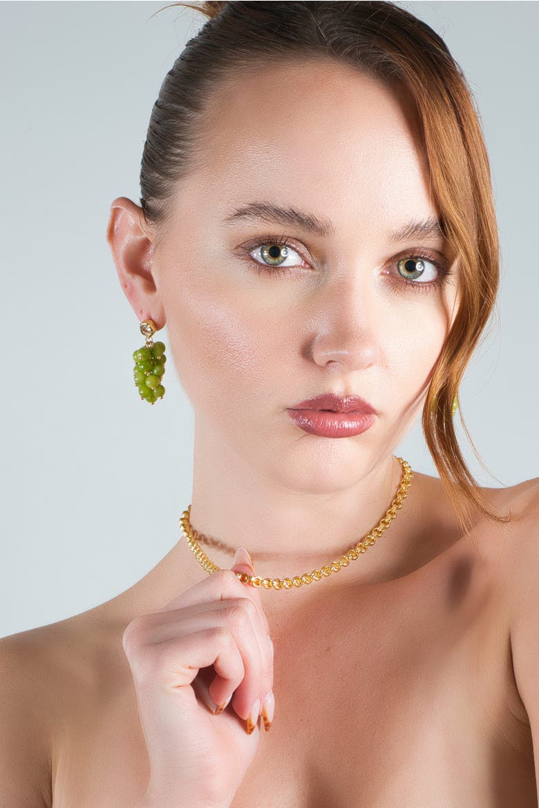Olivia Cascade Cluster Peridot Bead Drop Earrings, Alternate, color, Green