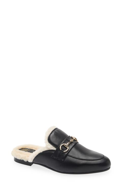 Dalia Leather Genuine Shearling Mule