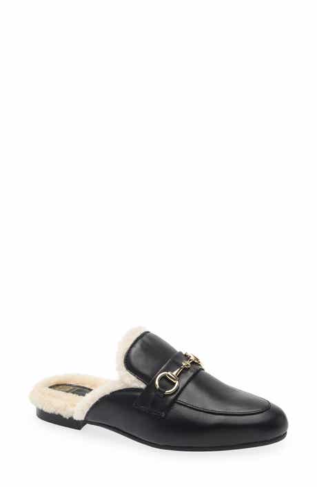 Dalia Leather Genuine Shearling Mule