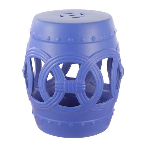Jonathan Y Lucky Coins 16" Chinese Ceramic Drum Garden Stool In Matte Blue