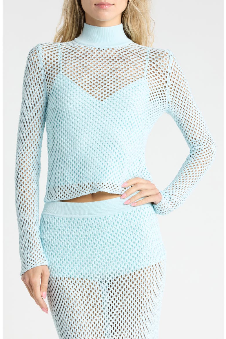 Bexley Pointelle Mock Neck Top, Main, color, SKY