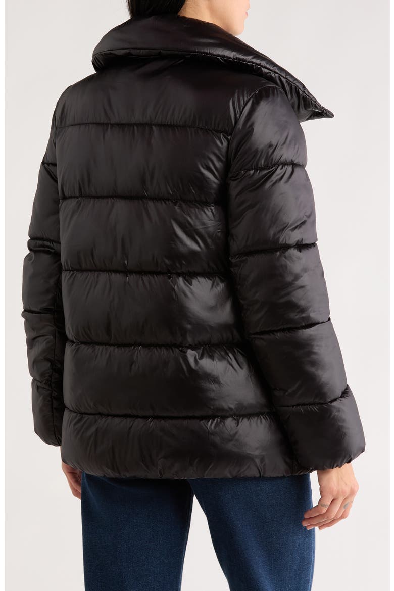 Water Resistant Snap Front Puffer Jacket, Alternate, color, BLACK