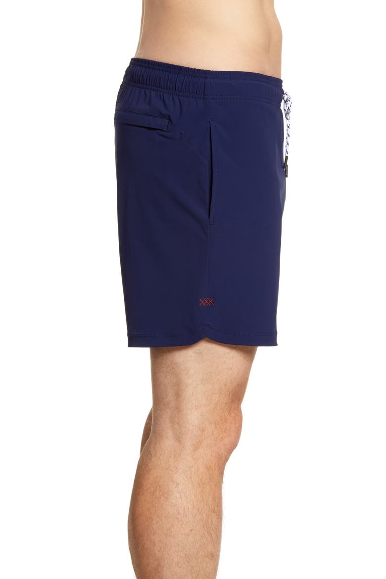 Fletcher Solid Swim Trunks, Alternate, color, NAVY