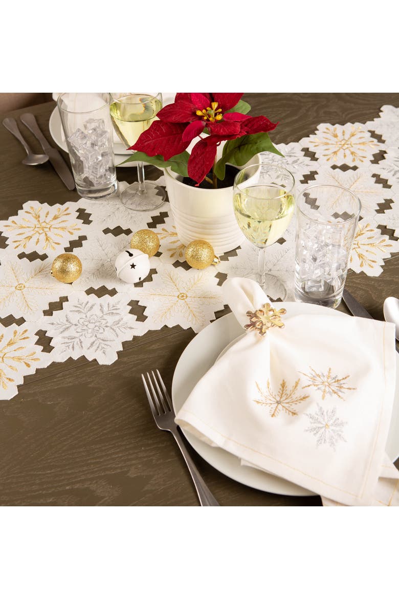 Sparkle Snowflakes Embroidered Napkin Set/6, Alternate, color, Sparkle Snowflakes