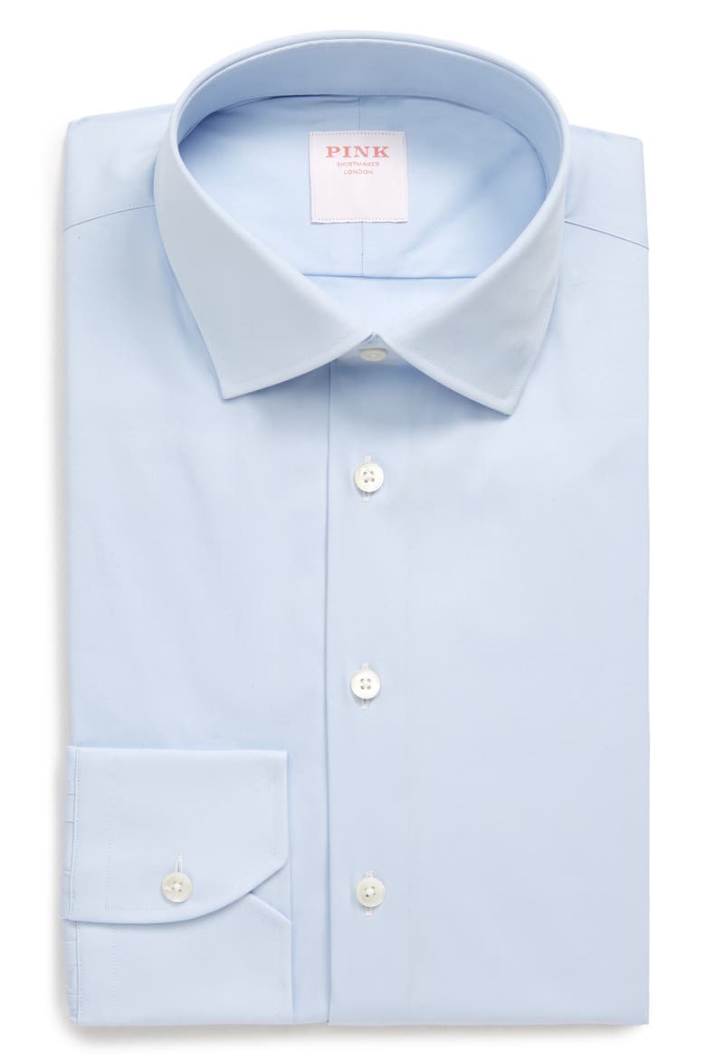 Slim Fit Stretch Poplin Dress Shirt, Main, color, PALE BLUE