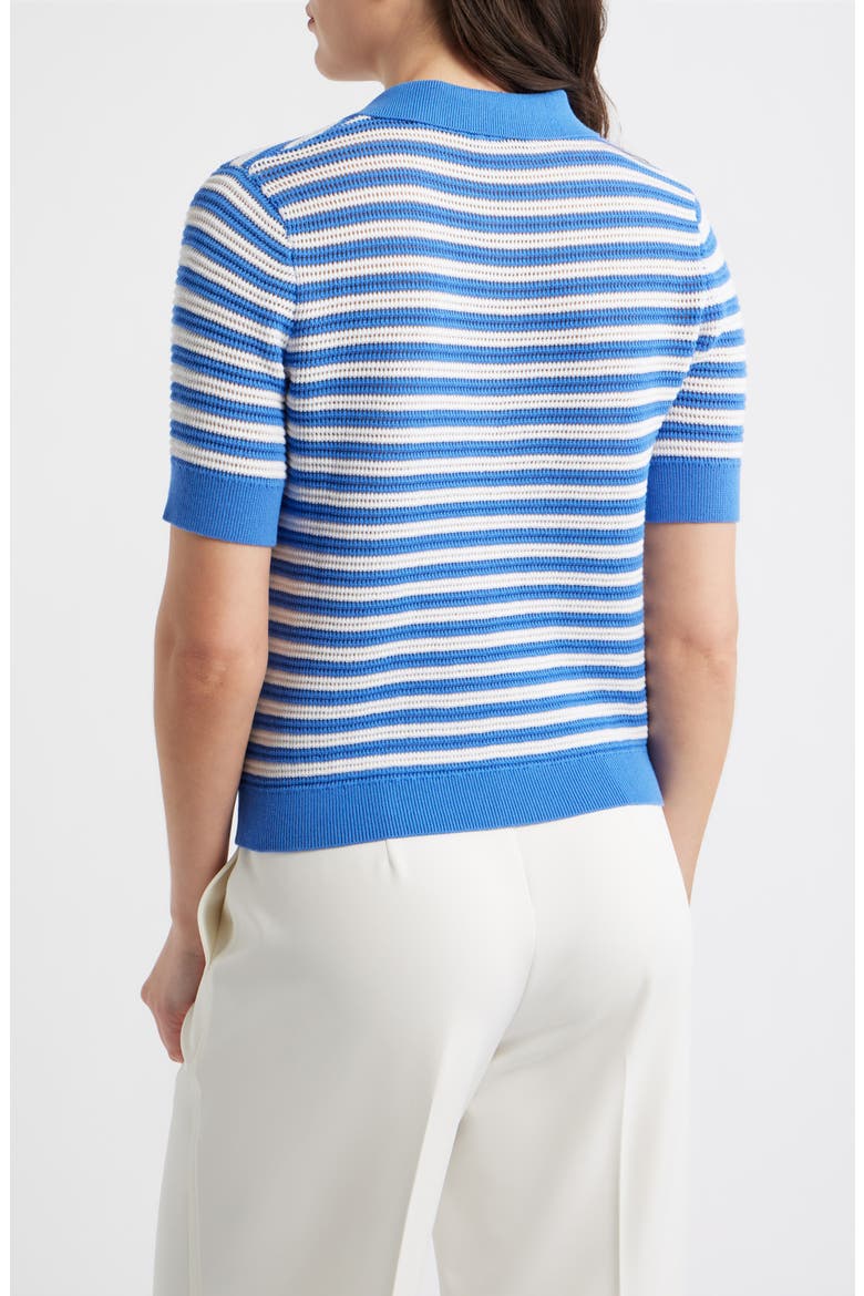 The Elliot Stripe Polo Sweater, Alternate, color, SEAPORT BLUE / SKY WHITE