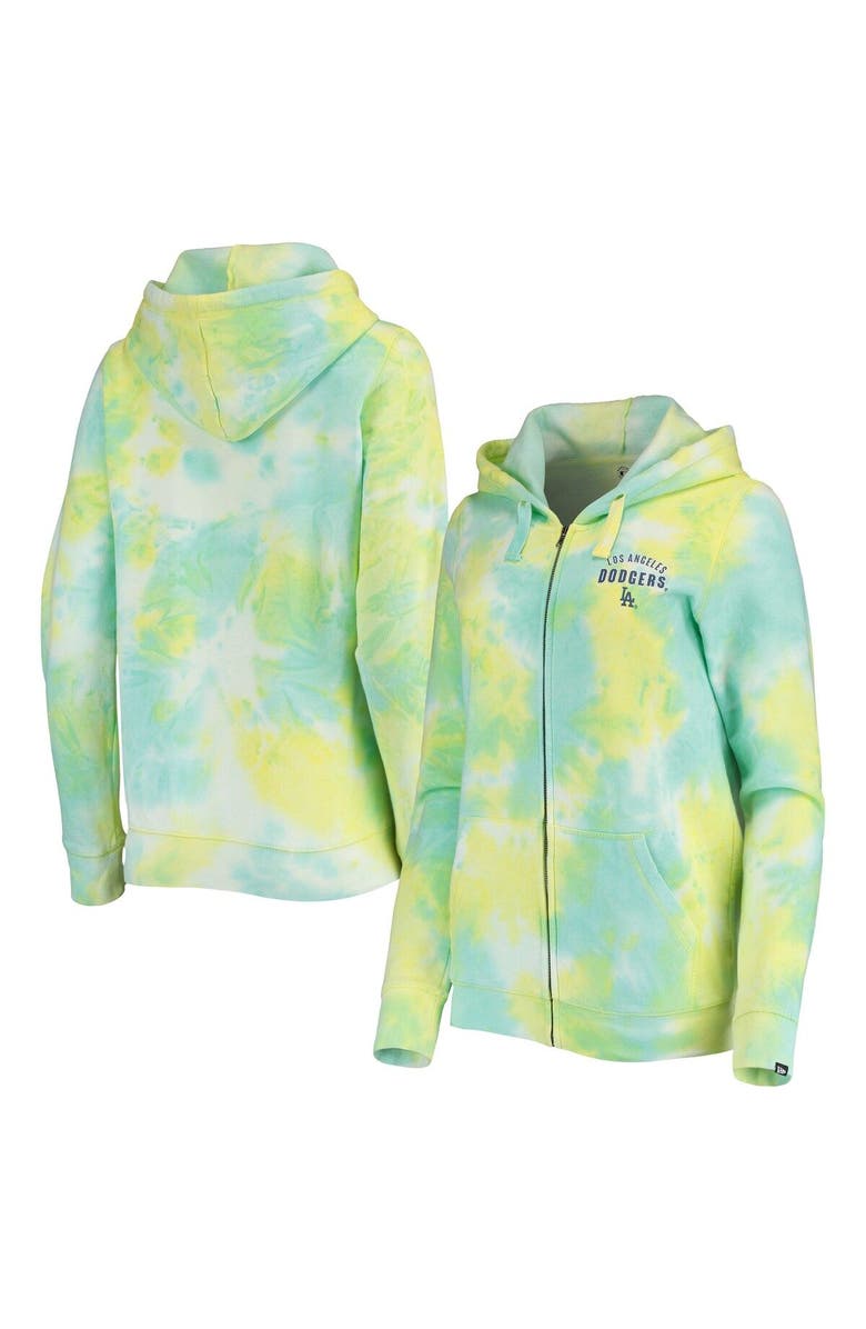 New Era Women's New Era White Los Angeles Dodgers Tie-Dye Full-Zip Hoodie, Main, color, White