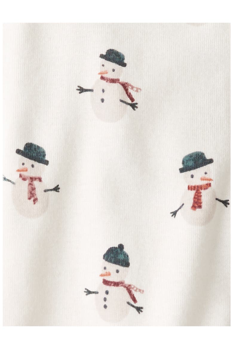 Print Organic Cotton Zip Footie, Alternate, color, SNOWMAN