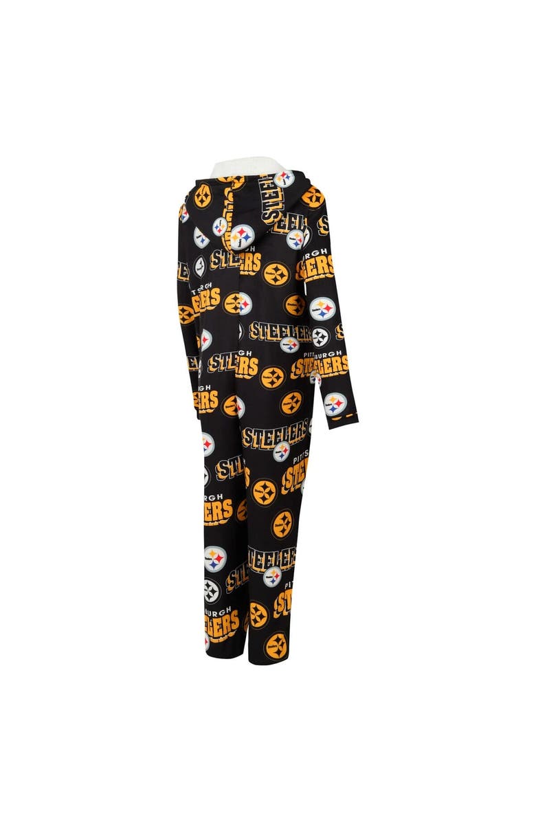 CONCEPTS SPORT Women's Concepts Sport Black Pittsburgh Steelers Roadway Allover Print Microfleece Full-Zip Union Suit, Alternate, color, Black