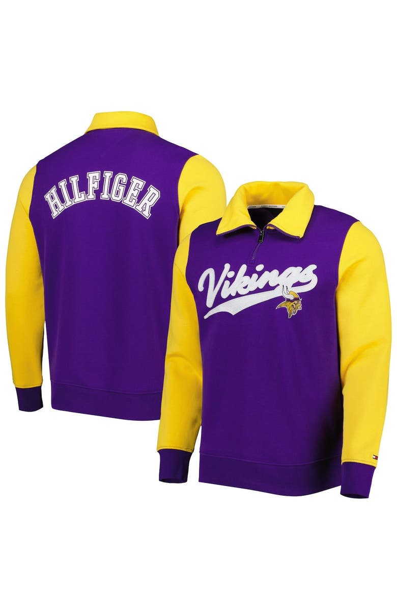 Tommy Hilfiger Men's Tommy Hilfiger Purple/Gold Minnesota Vikings Aiden Quarter-Zip Sweatshirt, Main, color, Purple