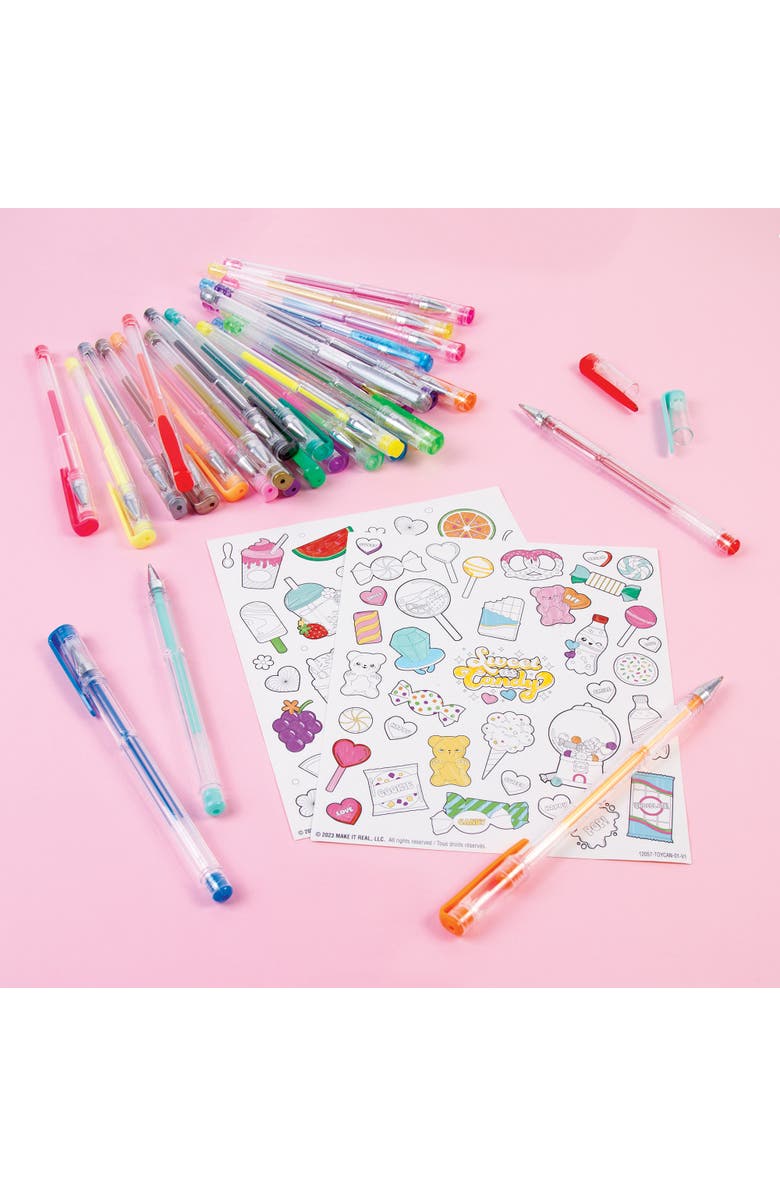 3C4G 30 Scented Gel Pens Set with 2 Color in Snack Themed Sticker Sheets, Ages 6+, Alternate, color, 