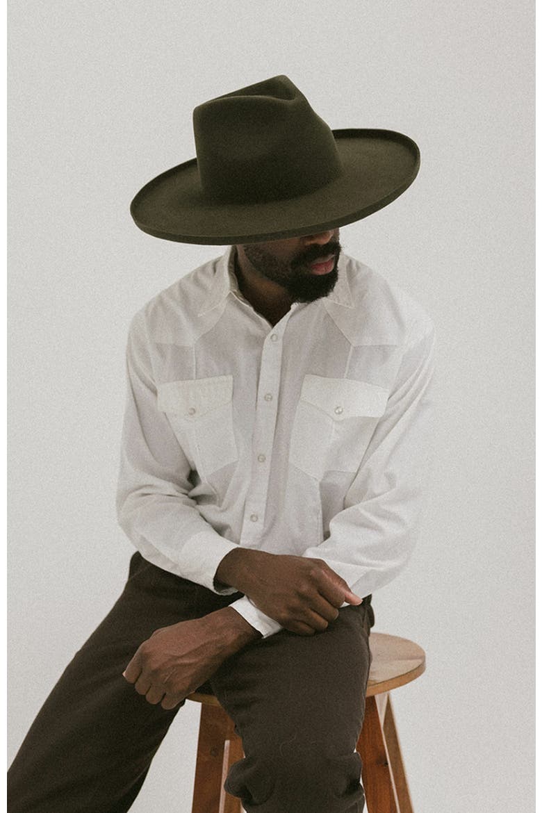Five Points Wide Brim Fedora Hat, Alternate, color, Forest Green
