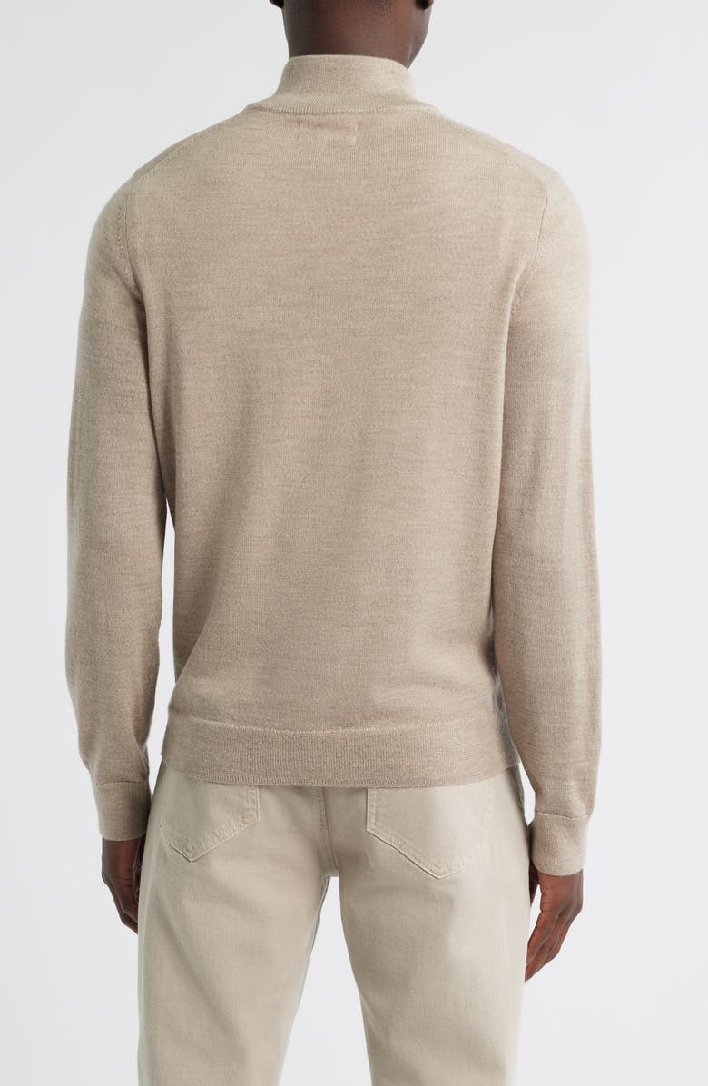 Nordstrom Washable Italian Merino Wool Quarter Zip Sweater, Alternate, color, Tan Cobblestone Heather