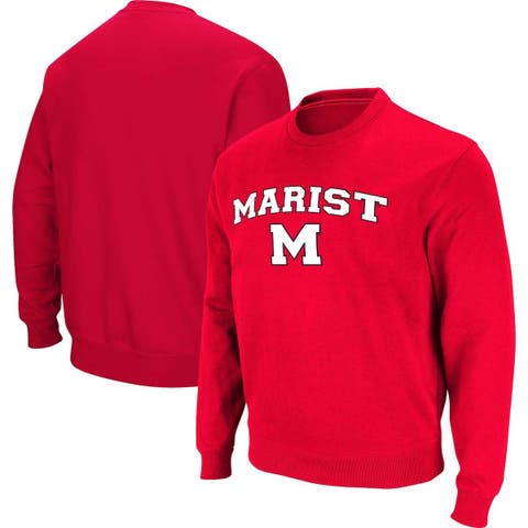 Men's Colosseum Red Marist Red Foxes Arch Over Logo Pullover Sweatshirt