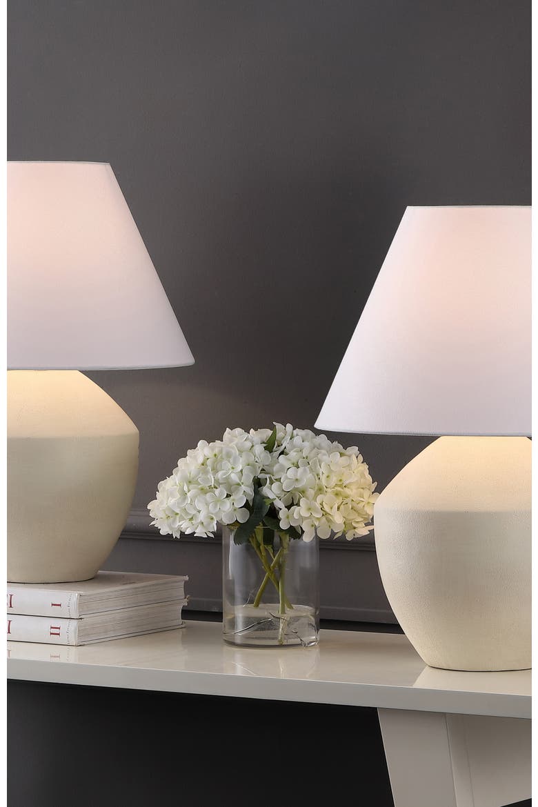 Ralf 20.5" Minimalist Scandinavian Resin/Iron LED Table Lamp, Alternate, color, Matte Cream