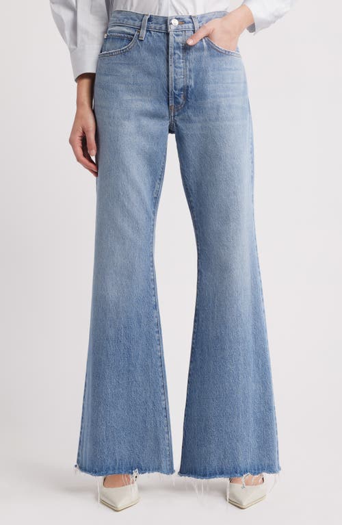 Frame The Pixie Lax Frayed High Waist Flare Jeans In Alderton Raw Fray