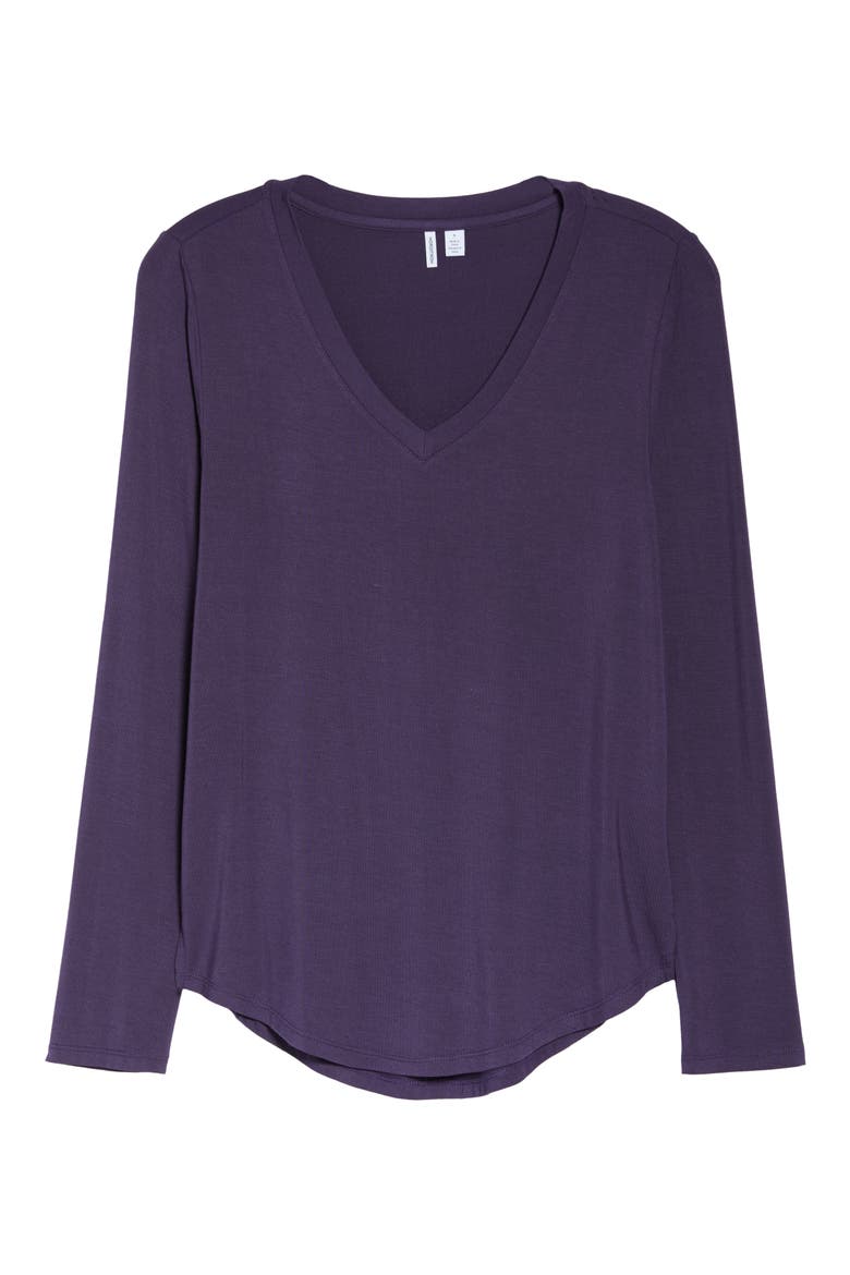 Moonlight V-Neck Long Sleeve Pajama Top, Alternate, color, PURPLE VELVET