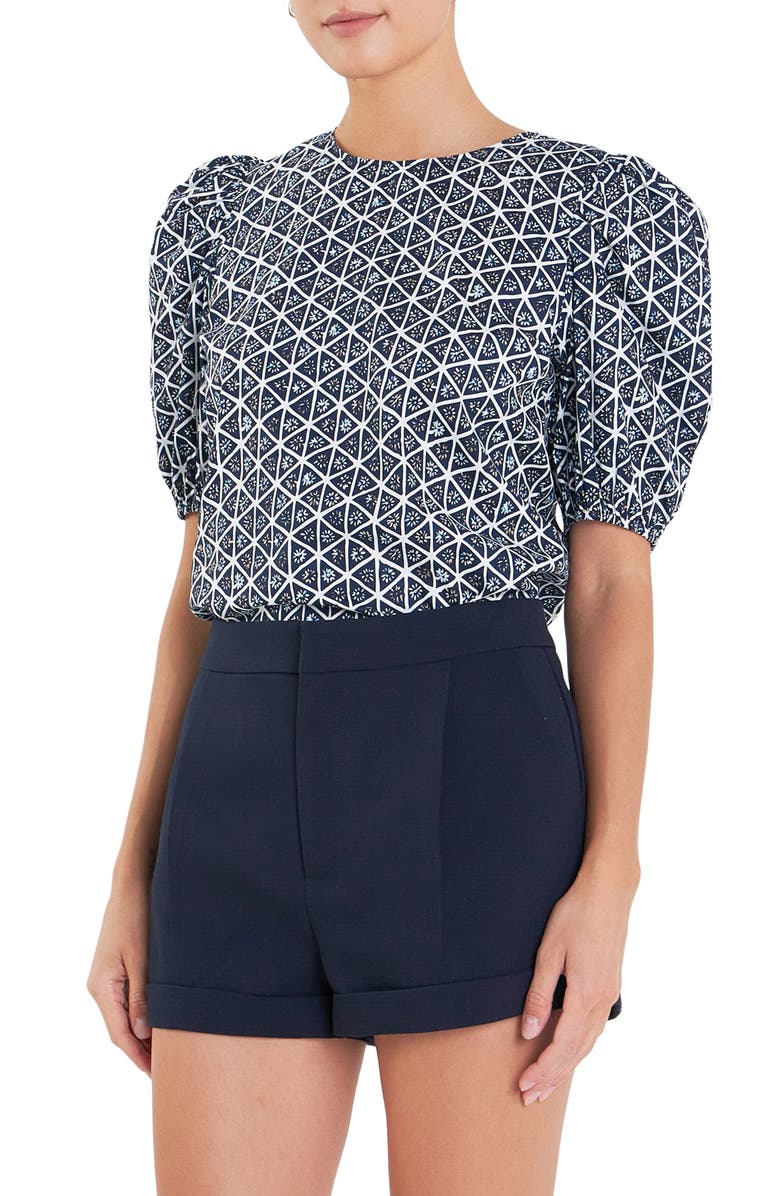 English Factory Puff Sleeve Top, Alternate, color, 